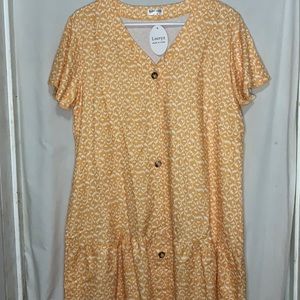 Locryz women’s button down golden yellow dress Sz L